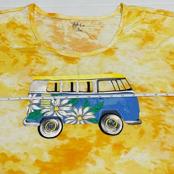 TIE-DYE VW BUS GRAPHIC TEE. STYLE & CO. USED ONLY ONCE. Excellent condition. - Picture 2 of 9